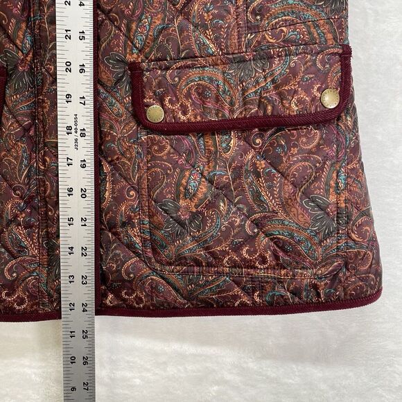 Talbots Jackets Womens S Petite Quilted Paisley‎ Corduroy trim art to wear boho - Picture 7 of 13